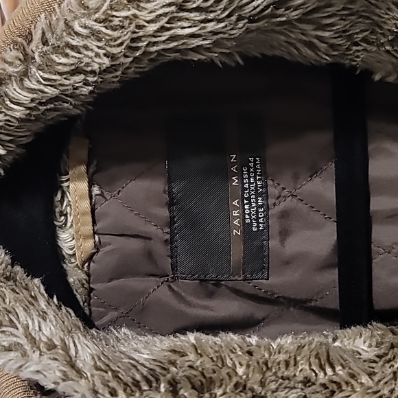Zara Man Sport Classic Men's Double Jacket Sz XXL Tan Faux Fur Mock Heavyweight - Picture 7 of 14